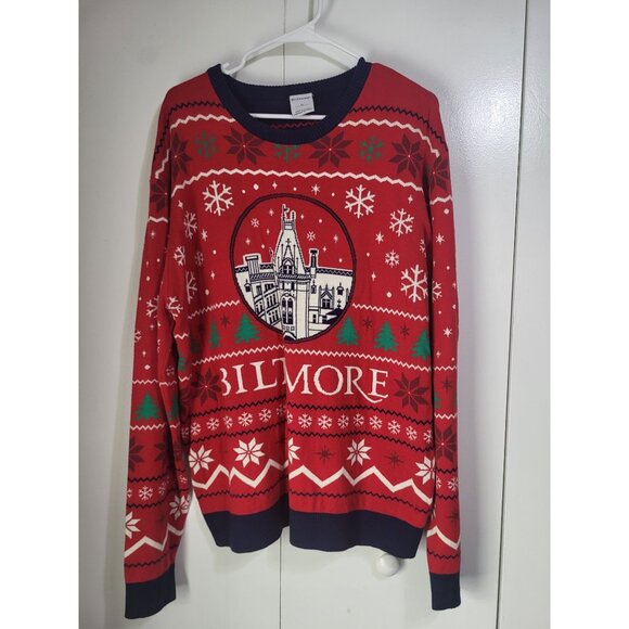 BILTMORE Christmas Holiday Sweater XL Red Fair Isle Souvenir Ugly Party Rare - Picture 2 of 7